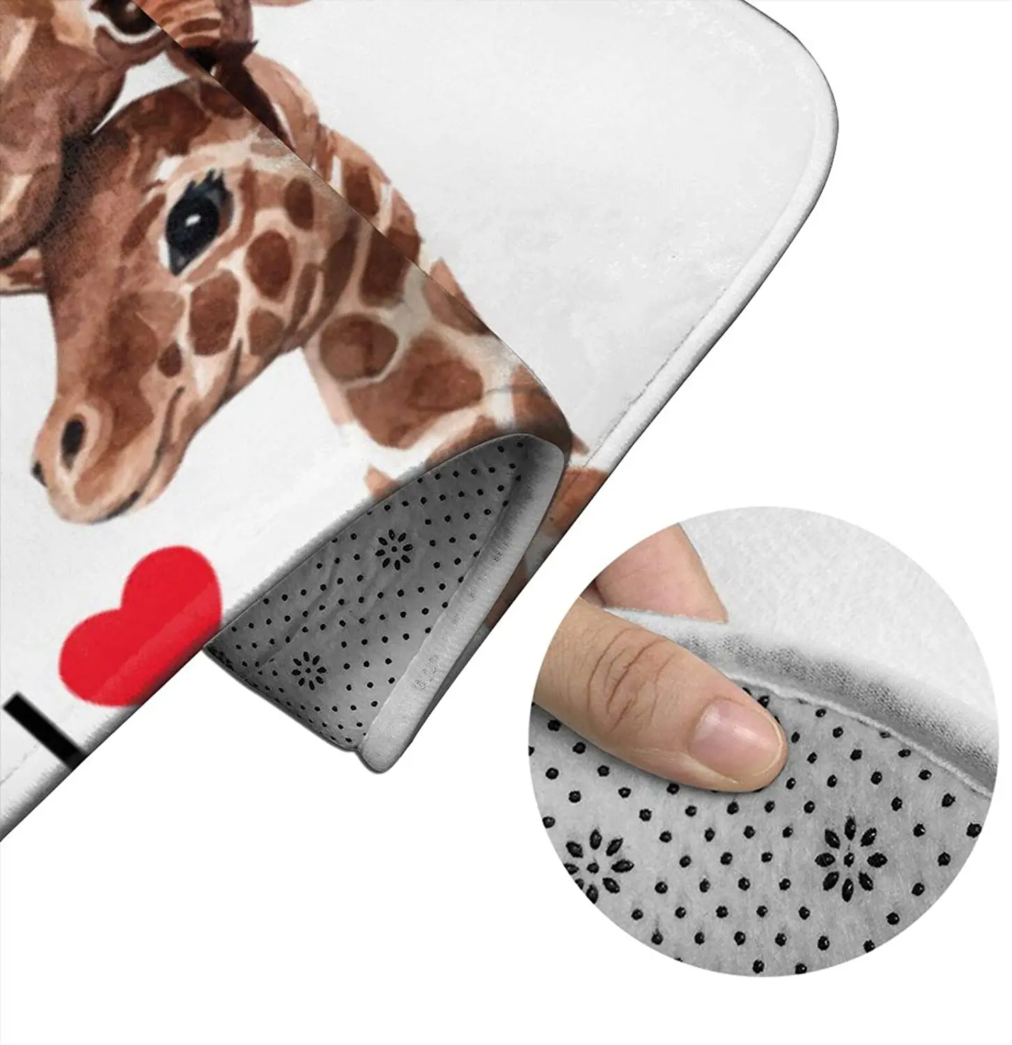 

Cute Giraffe Mom and Baby in Watercolor Bathroom Mat Sets 3 Piece Set Rugs Memory Foam Mat Set Toilet Seat cover