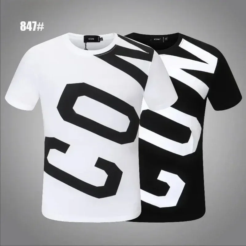 Мужская хлопковая футболка с коротким рукавом и круглым вырезом Размеры M-XXXL