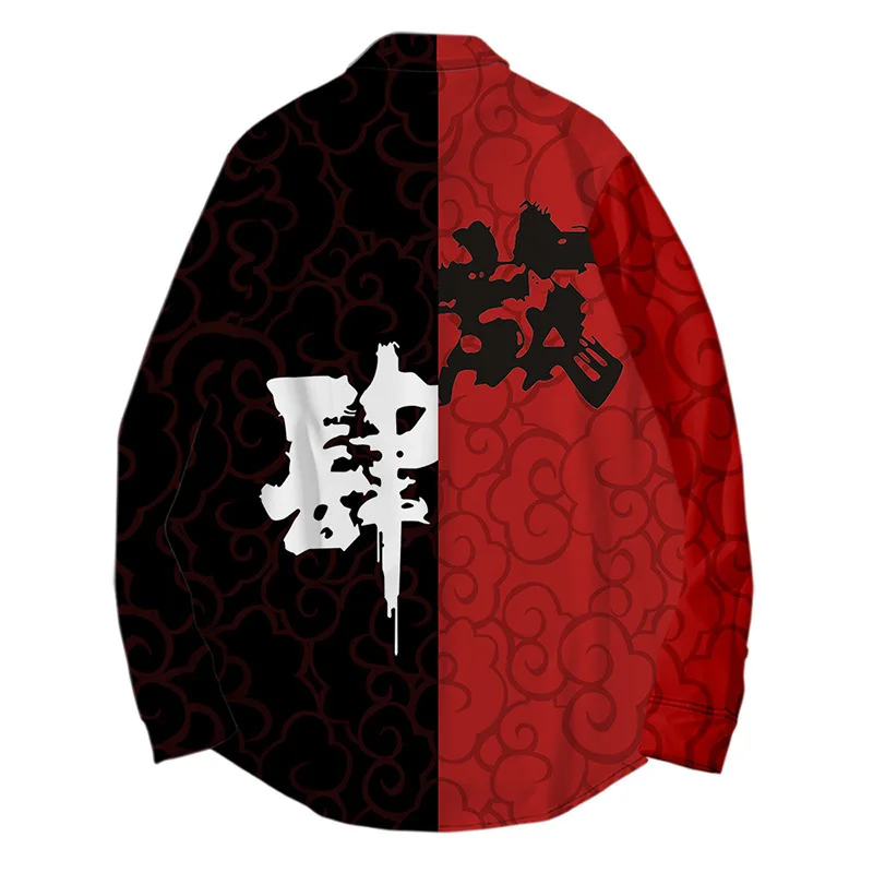 

Мужские рубашки в китайском стиле с принтом букв, повседневное свободное кимоно, халат, праздничная футболка, сезон весна-лето, Женская домашняя одежда