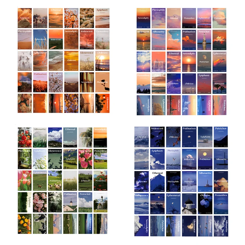 

Hot Sale Creative Wall Sticker Postcards With Stickers Collace Set 30Sheets/Box Beautiful Message Card For Decoration Gift Wish