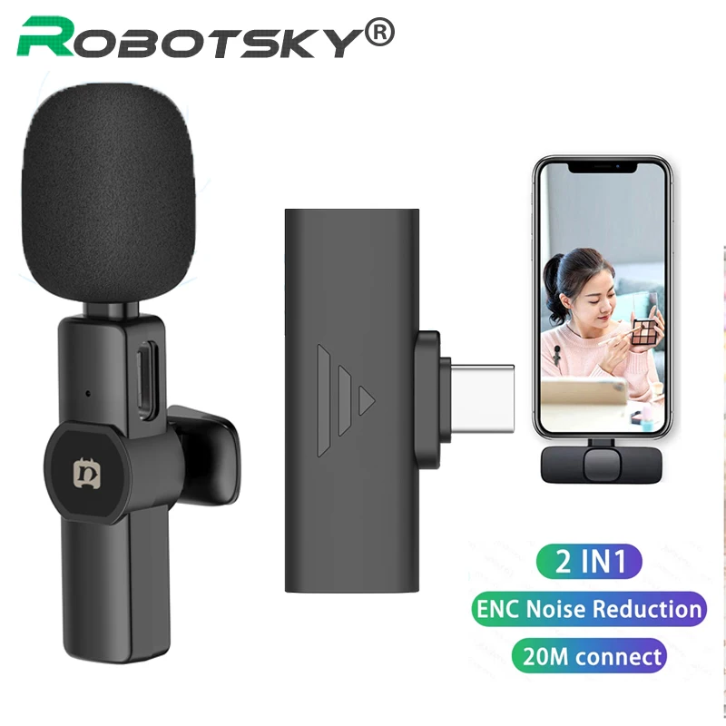 

Mini Wireless Lavalier Microphone Portable Audio Video Recording Mic For iPhone Android Live Broadcast Gaming Phone Microfonoe