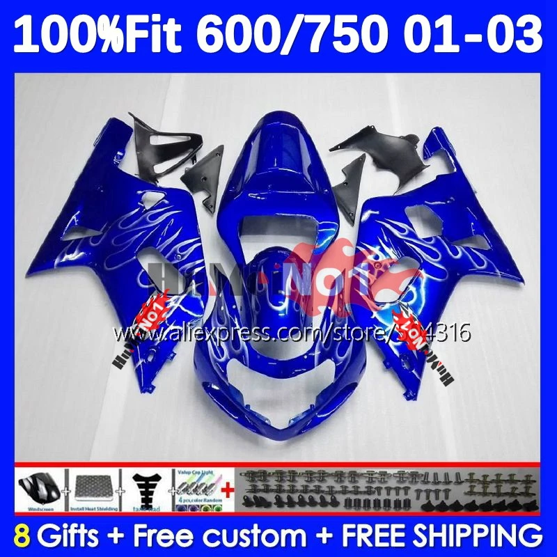 

Injection Body For GSXR 600 750 CC K1 GSXR600 GSXR-750 14No.11 silver blue GSXR-600 GSXR750 01 02 03 2001 2002 2003 OEM Fairing