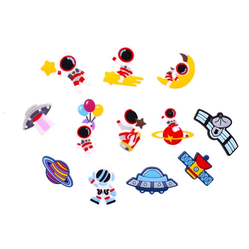 

PVC Shoe Charms Shoe Accessories space Astronaut Shoe Decoration cartoon Shoe Buckles Pins for Croc Sandals X-mas Gifts Jibz