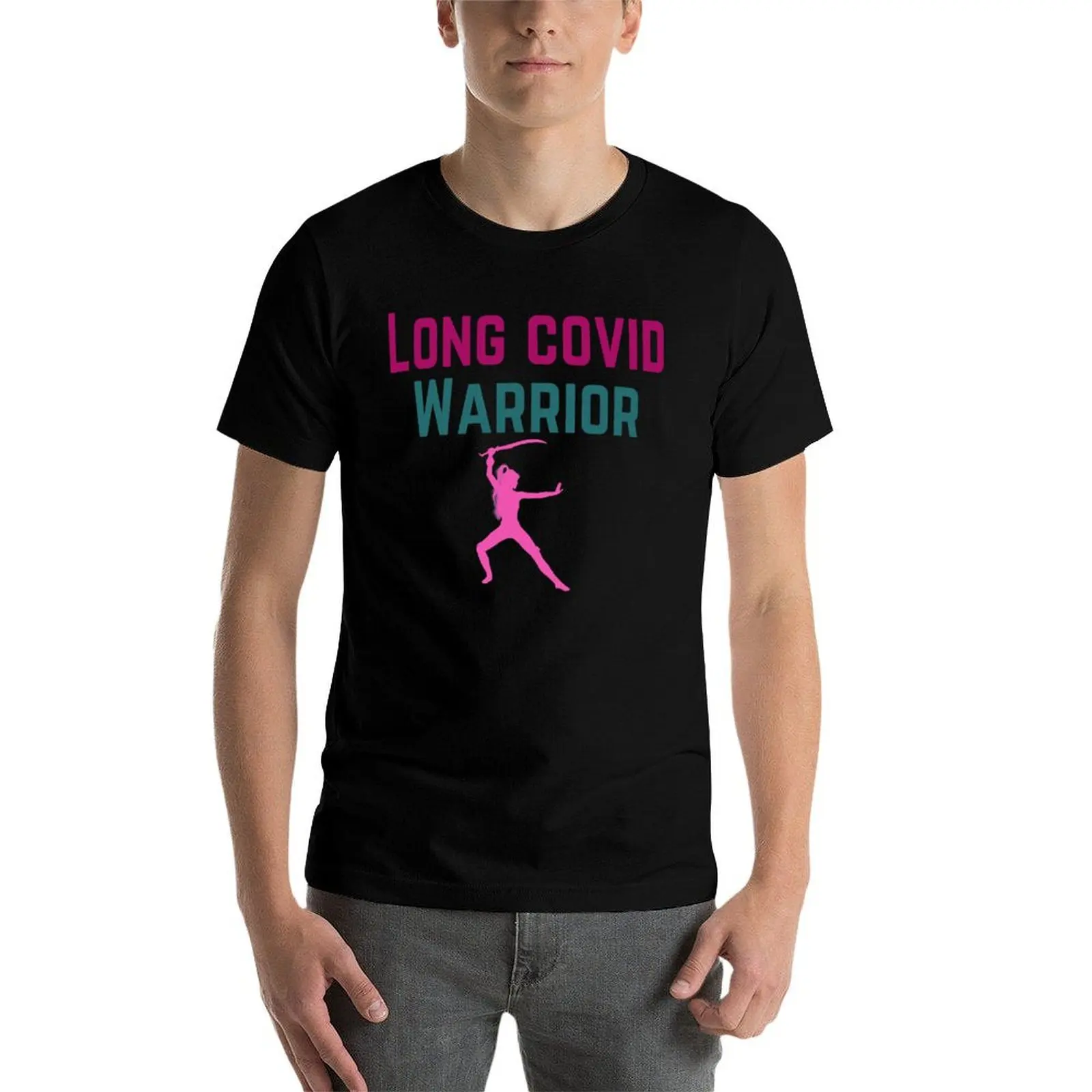 Фото Женская футболка Long Covid Warrior Pink Warrior, спортивная базовая футболка, впитывающая влагу №3
