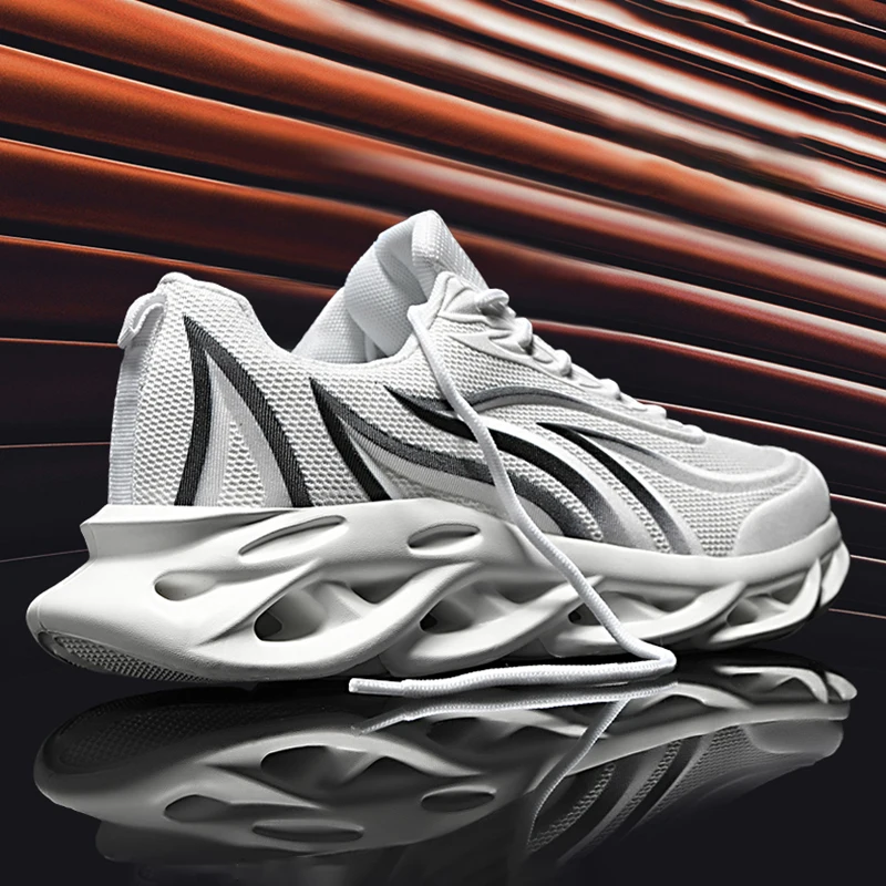 

Men's Flame Printed Sports Shoes High-quality Mesh Weave Comfortable Running Shoes Men Sneakers Breathable Athletic Shoes