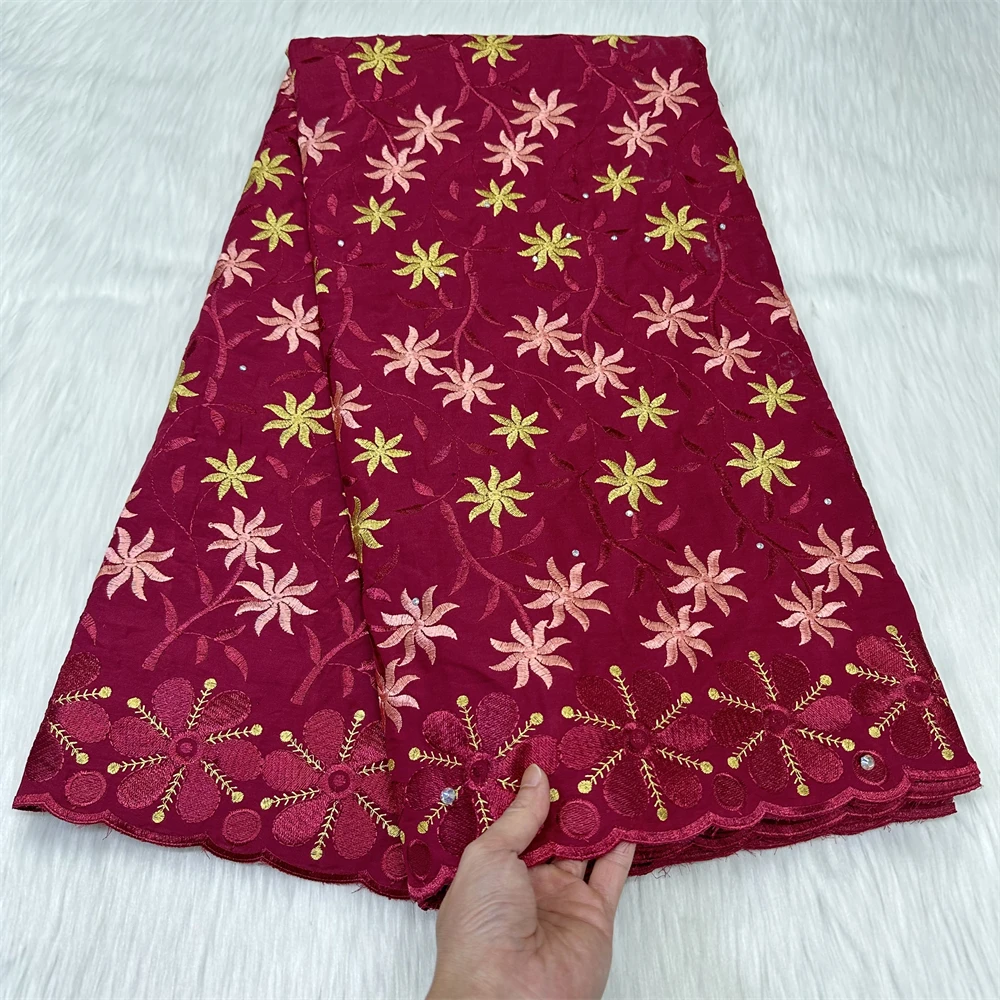 

Швейцарская кружевная ткань из вуали для женского платья, хлопок Lafaya, Африканское вино, камни, высокое качество, 5 ярдов, 2023 г.