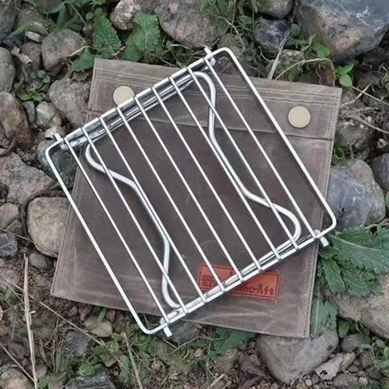 

New 2021 Camping Self-Driving Tour Portable Pot Rack Folding 304 Stainless Steel Barbecue Rack Camping Frying Pan Barbecue Rack