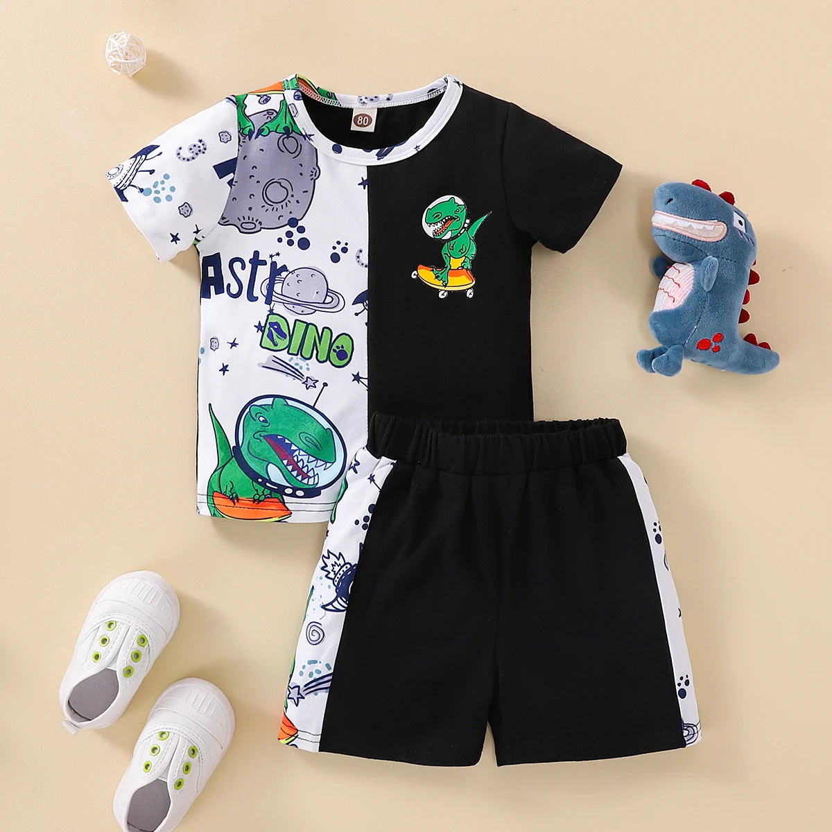 

Summer 2PCS 0-24 Month Newborn Baby Boy Dinosaur Clothes Set Children's Short Sleeve T-shirt + Shorts Kid Outfits Sets Toddler