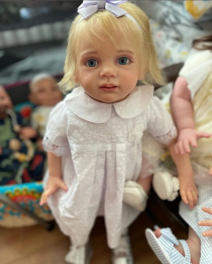 

HAHABABY 25inch Artist Made Reborn Baby Doll Fritzi With Hand -Rooted Hair With Standing Legs And Full Arms Soft Touch Toys