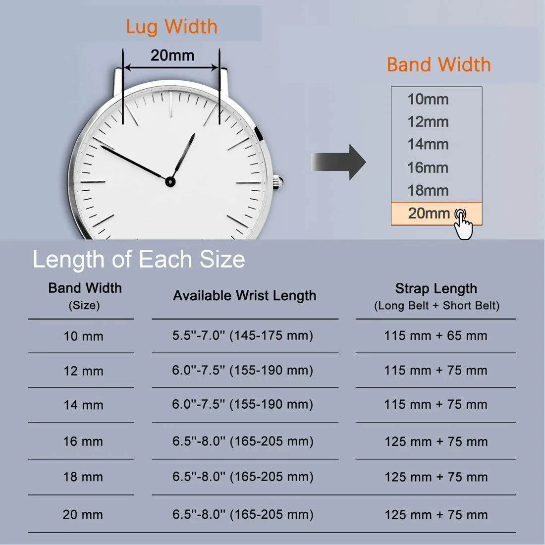 WOCCI Genuine Leather Watch Band 8mm 10mm 12mm 14mm 16mm 18mm 20mm Bracelet for Ladies Stainless Steel Buckle Replacement Strap