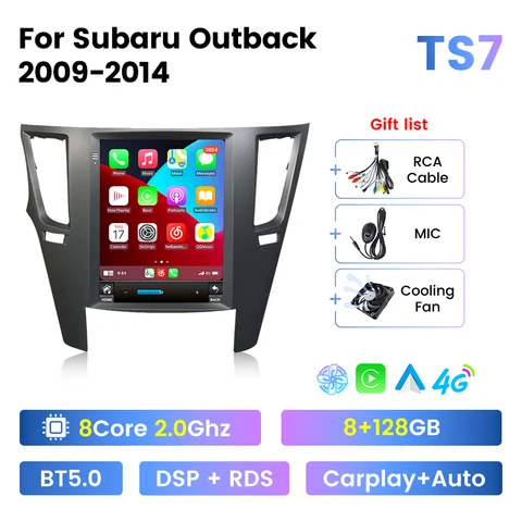 Автомагнитола 2DIN, Android, вертикальный экран, 4G, мультимедиа, для Subaru Legacy Outback 2009, 2010, 2011, 2012, 2013, 2014, DSP, RDS