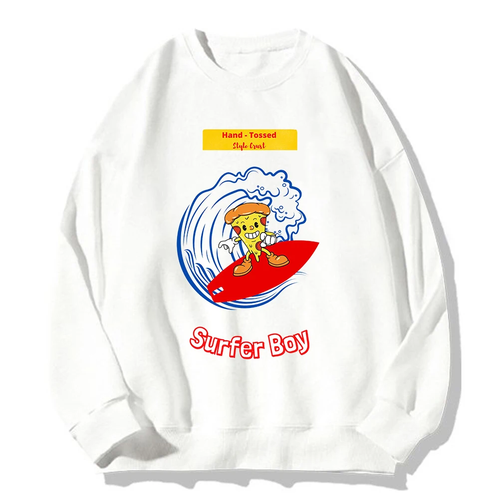 

Surfer Boy Pizza Kawaii Cartoon Print Hoodie Men/Women Sweatshirts Long Sleeve Autumn Cozy Tops Harajuku Unisex Hoodies Fashion
