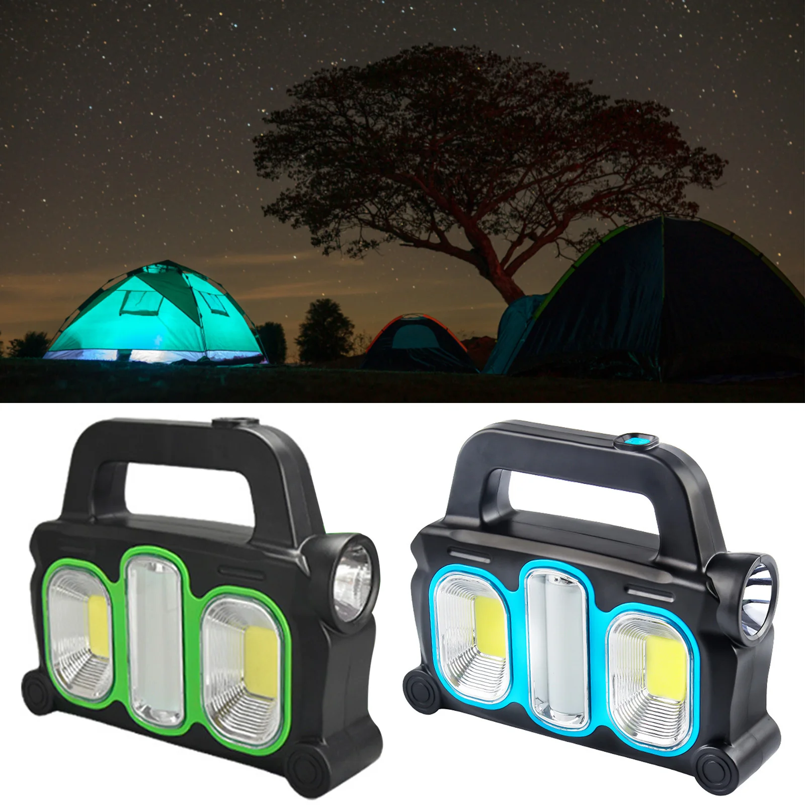 

USB Emergency Flashlight LED/COB Solar Long-range Floodlight Rechargeable 3-gear Dimming IPX4 Waterproof for Outdoor Activities