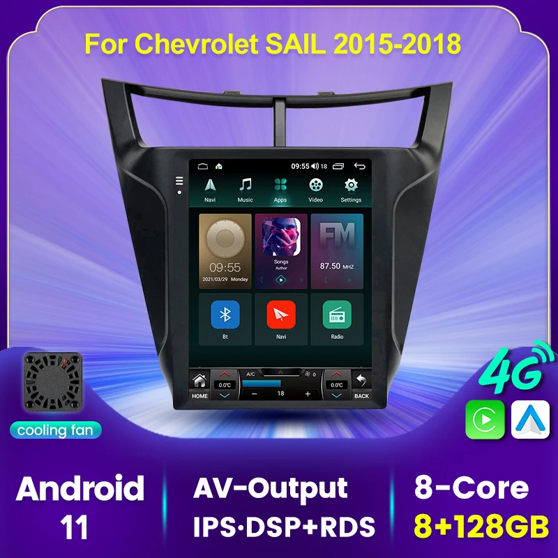 

9.7“ Auto Vertical Screen For Chevrolet Sail 3 2015-2018 Android 11 Car Radio Navigation GPS Stereo Multimedia 2 DIN Head Unit