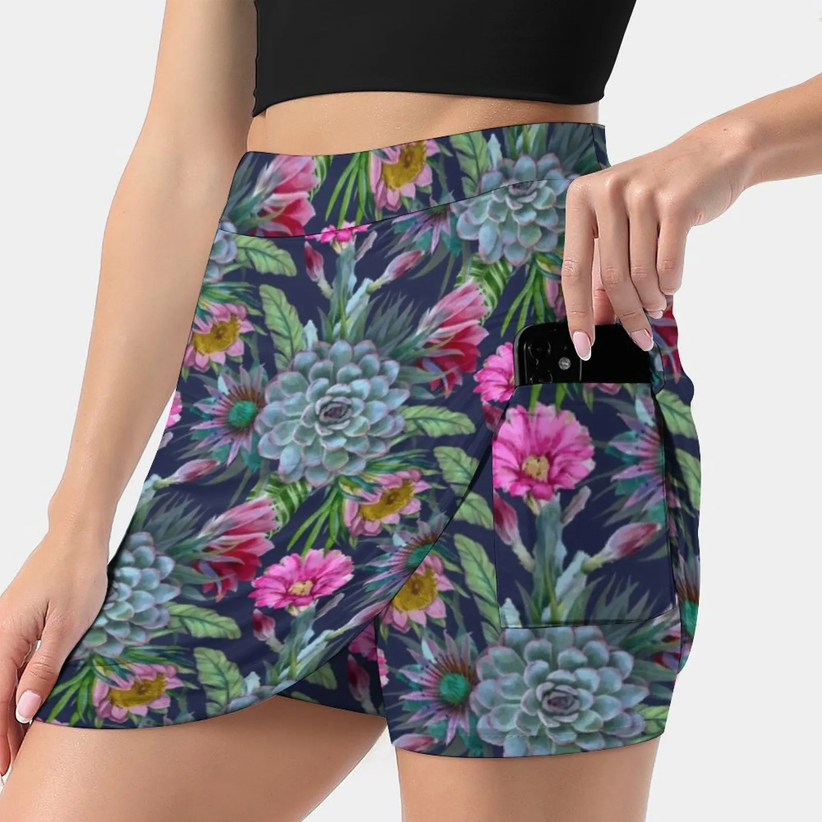 

Exotic Flower Garden Korean Fashion Skirt Summer Skirts For Women Light Proof Trouser Skirt Watercolor Pretty Tropical