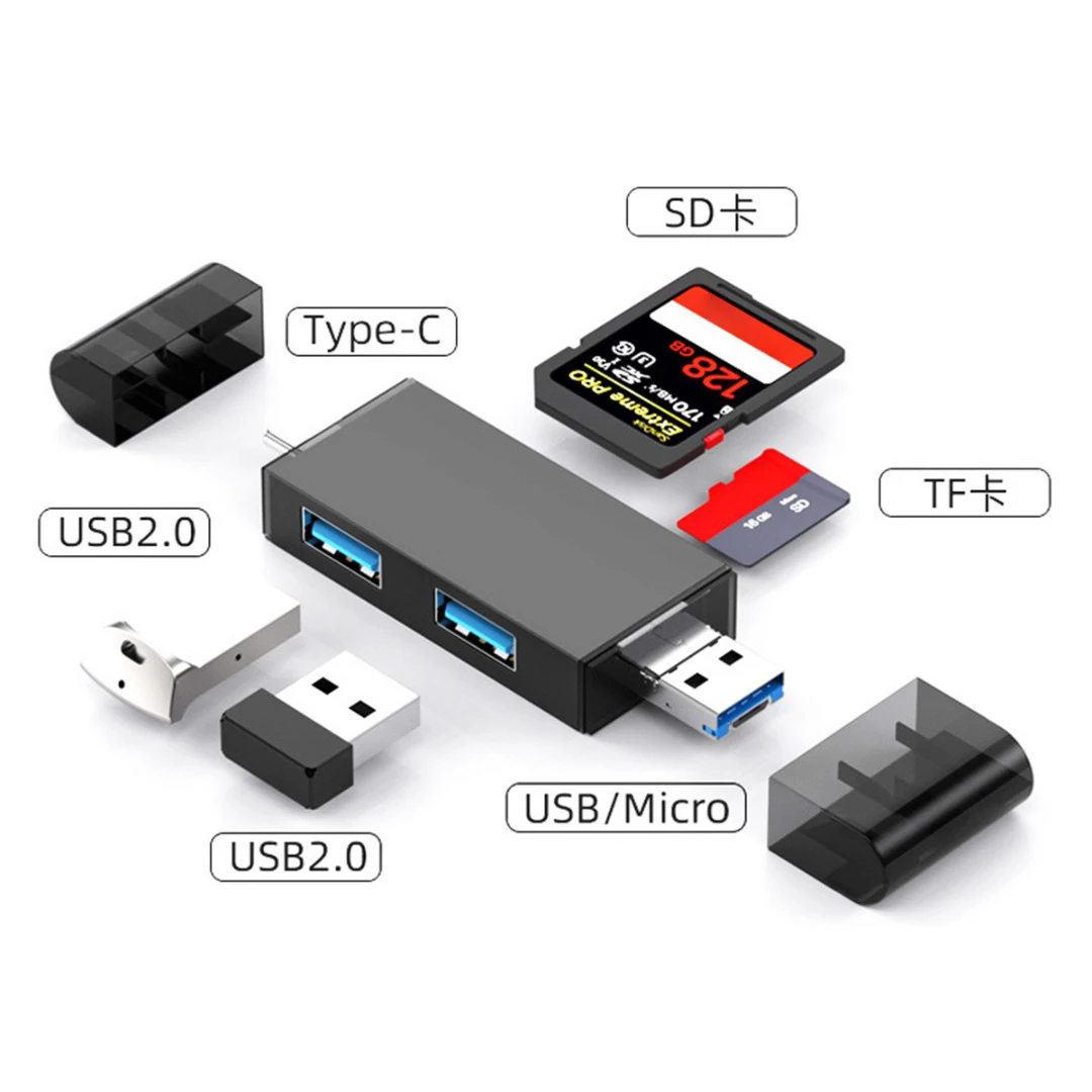 6 в 1 устройство для чтения SD-карт OTG USB2.0 адаптер Micro USB Type-C высокоскоростной