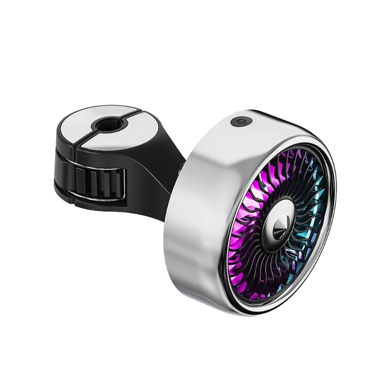 

360 Degree Rotating Car Air Conditioner Air Outlet Fan Universal USB-Interface Power Supply with Light Adjustable Speed R2LC
