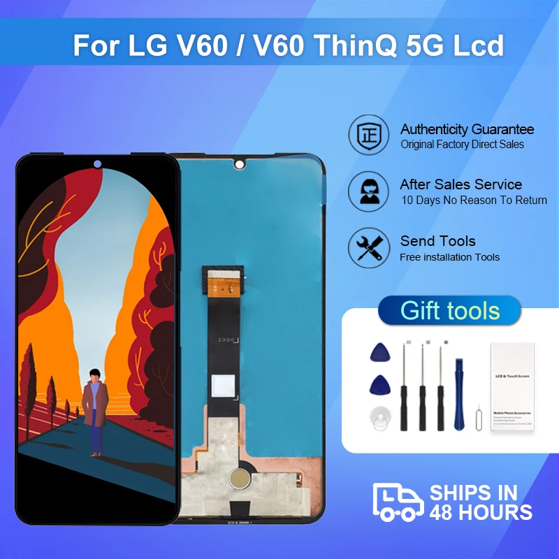 

1Pcs 6.8 Inch V60 ThinQ 5G Display For LG V60 LCD Touch Screen Digitizer LM-V600 A001LG Assembly Free Shipping With Tools