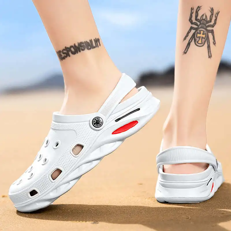 

Шлепанцы мужские кожаные, дышащие сандалии на платформе, дизайнерские, для тренировок, тенниса