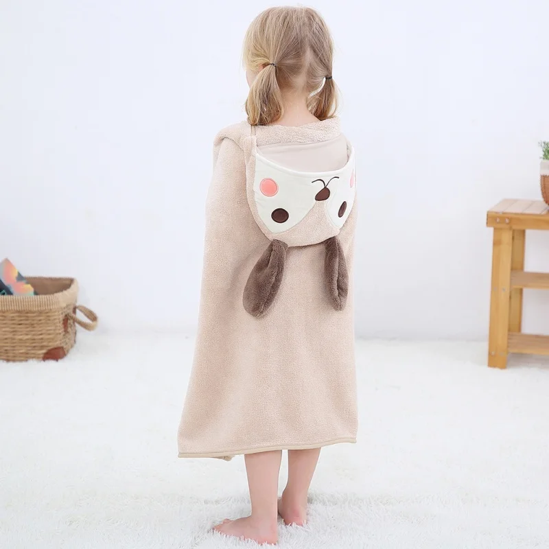 New Polyester Brocade Coral Fleece Bathrobe Children's Soft Absorbent Beach Towel Baby Blanket Bath Towel Swimming Bath Towel