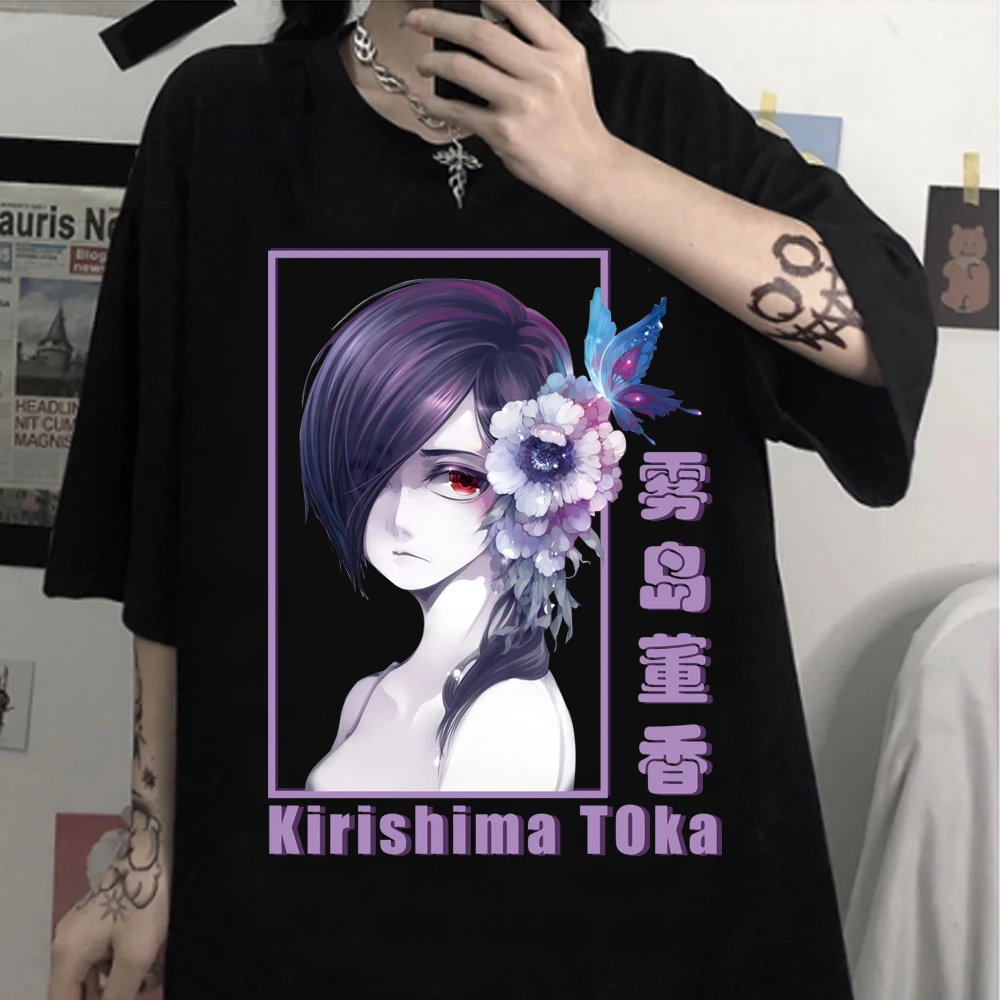 

Summer Hip Hop Tops Cool Manga Kirishima Toka T-Shirt Harajuku Anime Tokyo Ghoul Men Women Shirt