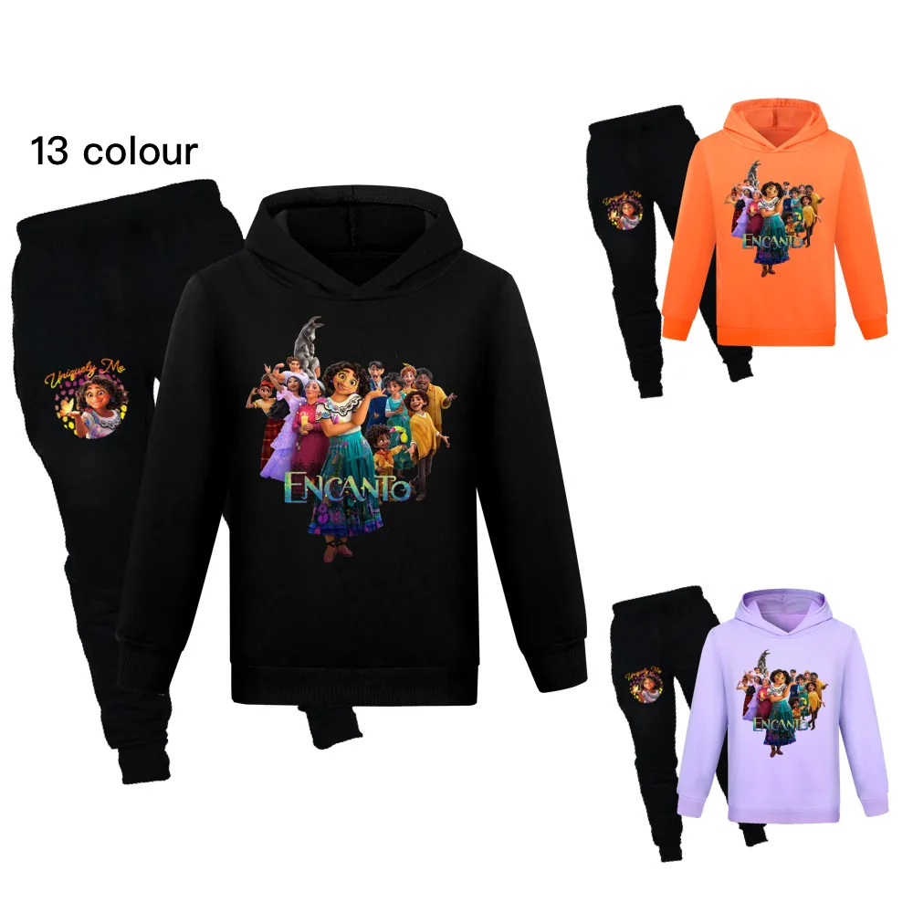 

2022 New Encanto Kids Cartoon Print Sweatshirt Casual Hoodie + Pants 2 Piece Activewear Baby Boys Girls Outfits 2-16Y