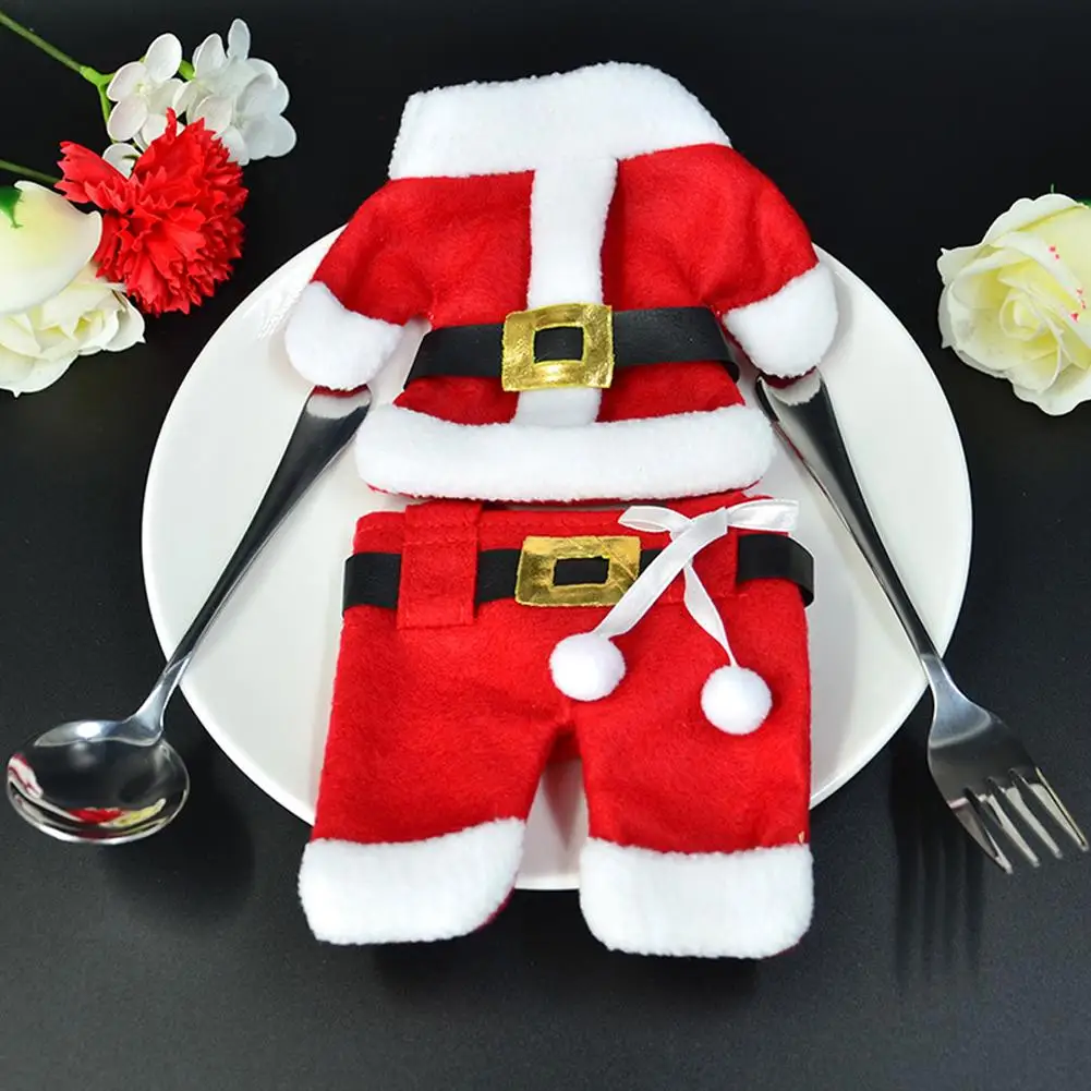 

Christmas Tableware Cover Clothes Santa Claus Holder Bags Decor Kitchen Holder Festival Xmas Decorations for Home