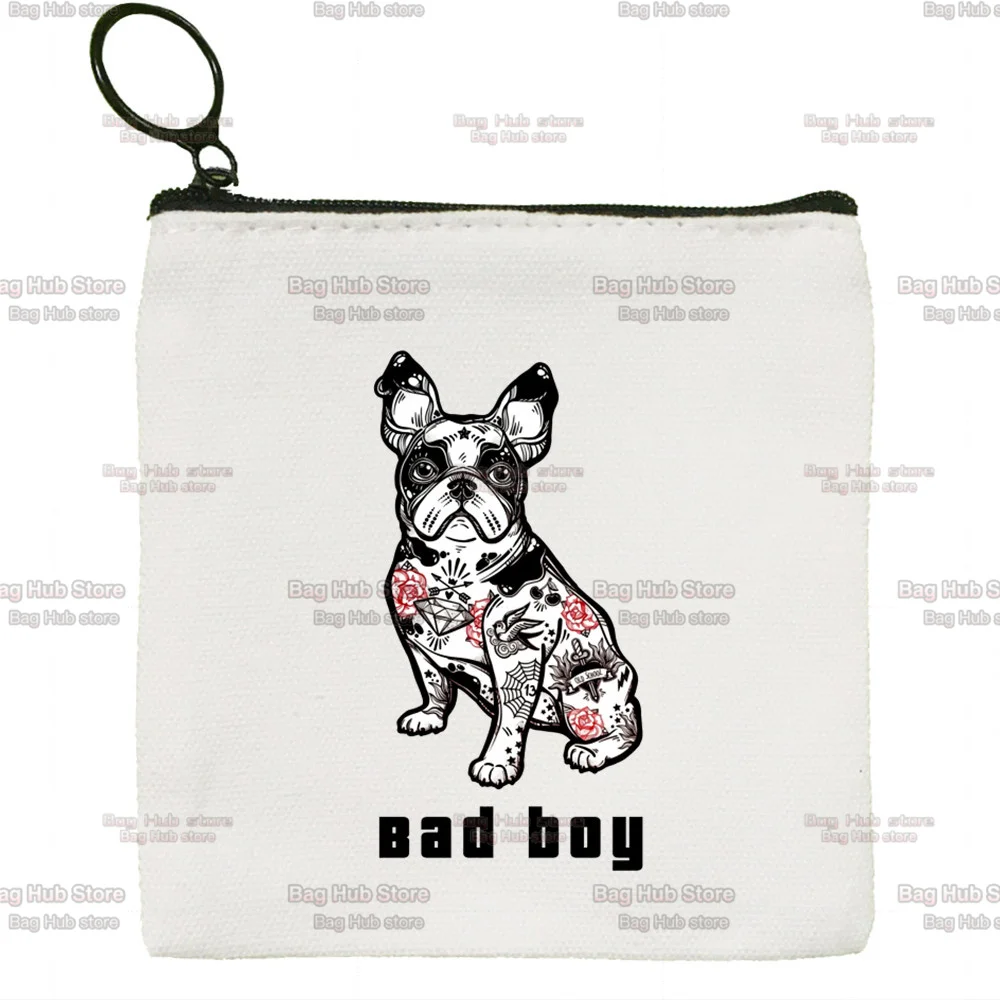 Frenchie Anatomy of French Bulldog Kawaii Animal Canvas Zipper Coin Bag Female Student Cute Coin Purse Lipstick Bag Portable