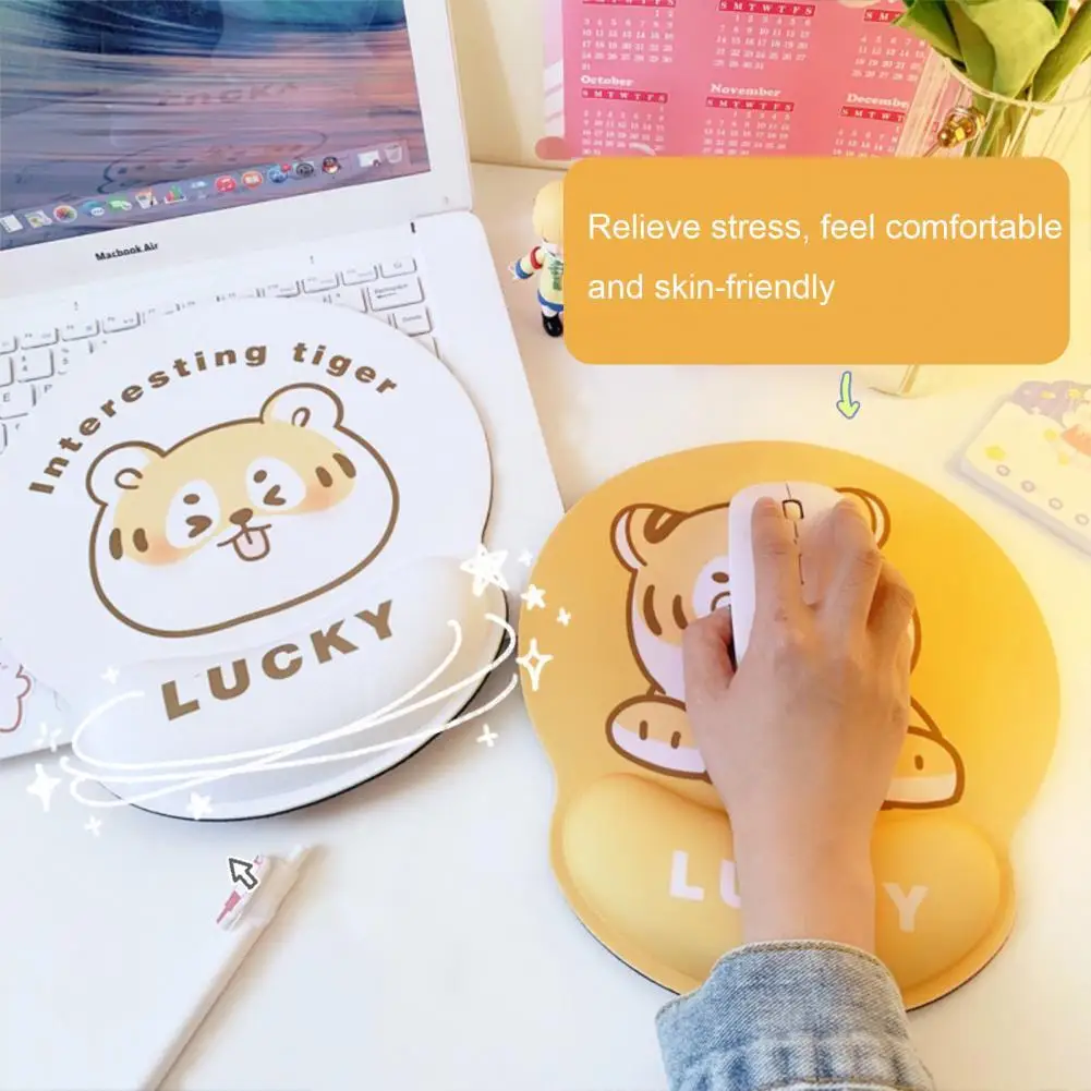 Mouse Pad Cute Anti-deform Fabric Lovely Tiger Pattern Mouse Cushion for Home