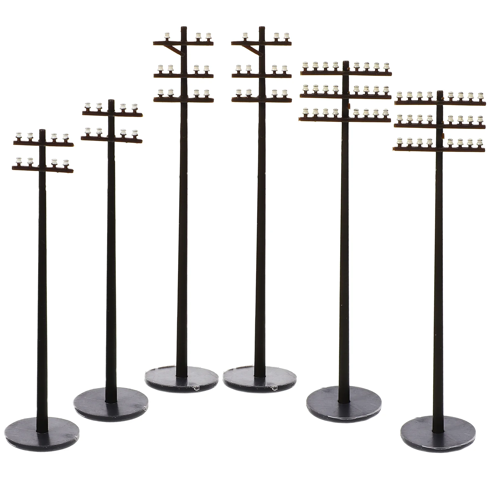 

6 Pcs Micro Landscape Garden DIY Supply Telegraph Poles Miniatures Material Train Layout Models Abs Sand Table Child Toys Kids