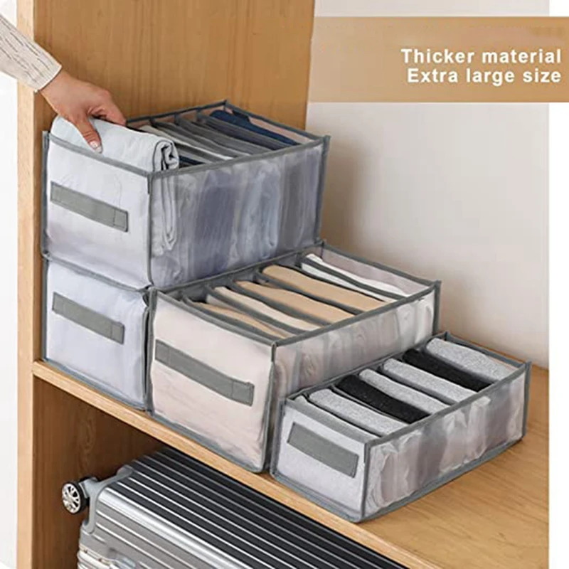 

A50I 4PCS Wardrobe Clothes Organizer For Jeans, Drawer Organizers For Clothing With Handle, Drawer Organizers For Jeans Shirt