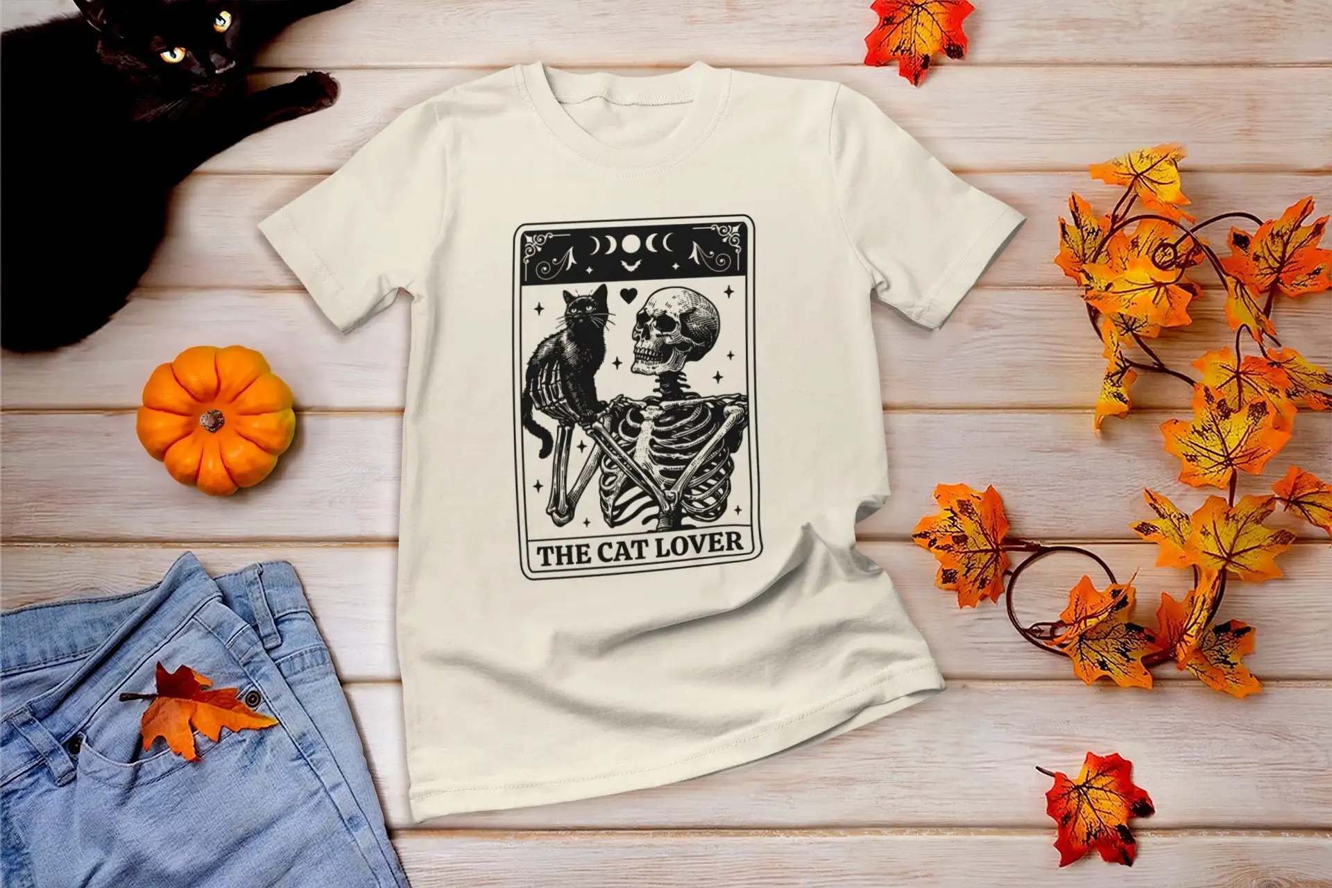 Футболка с картами Таро Любитель кошек мама-скелет для владельца
