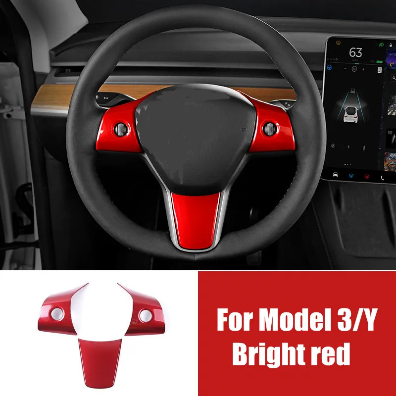 

Auto Sparkle ABS Carbon fiber Model Y Steering wheel patch decoration For Tesla Model 3 Model Y Interior Modified accessories