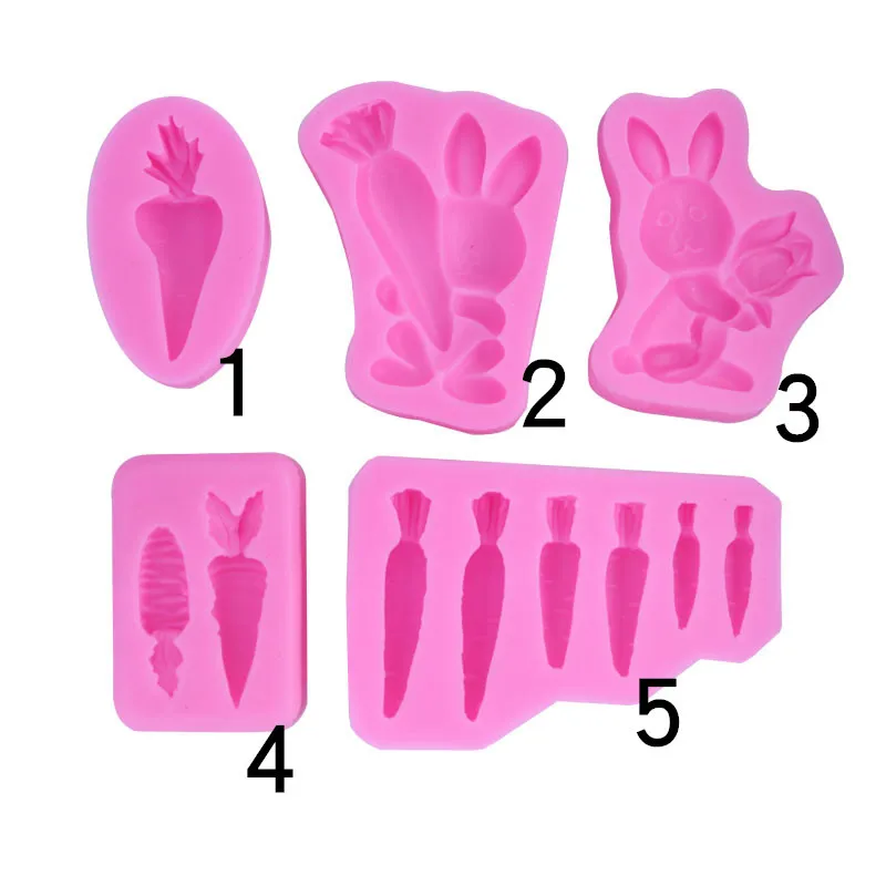 

Carrot Fondant Silicone Mold Easter Rabbit Hand Stick Rose Radish Shape Cake Decoration Epoxy Mould Silicone