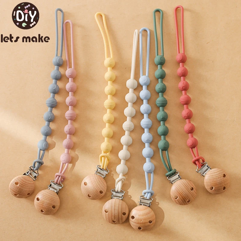 

Baby Pacifier Chain BPA Free Silicone Beads Baby Anti-drop Chain Infant Nipple Accessories Soother Chain Clips Dummy Holder Clip