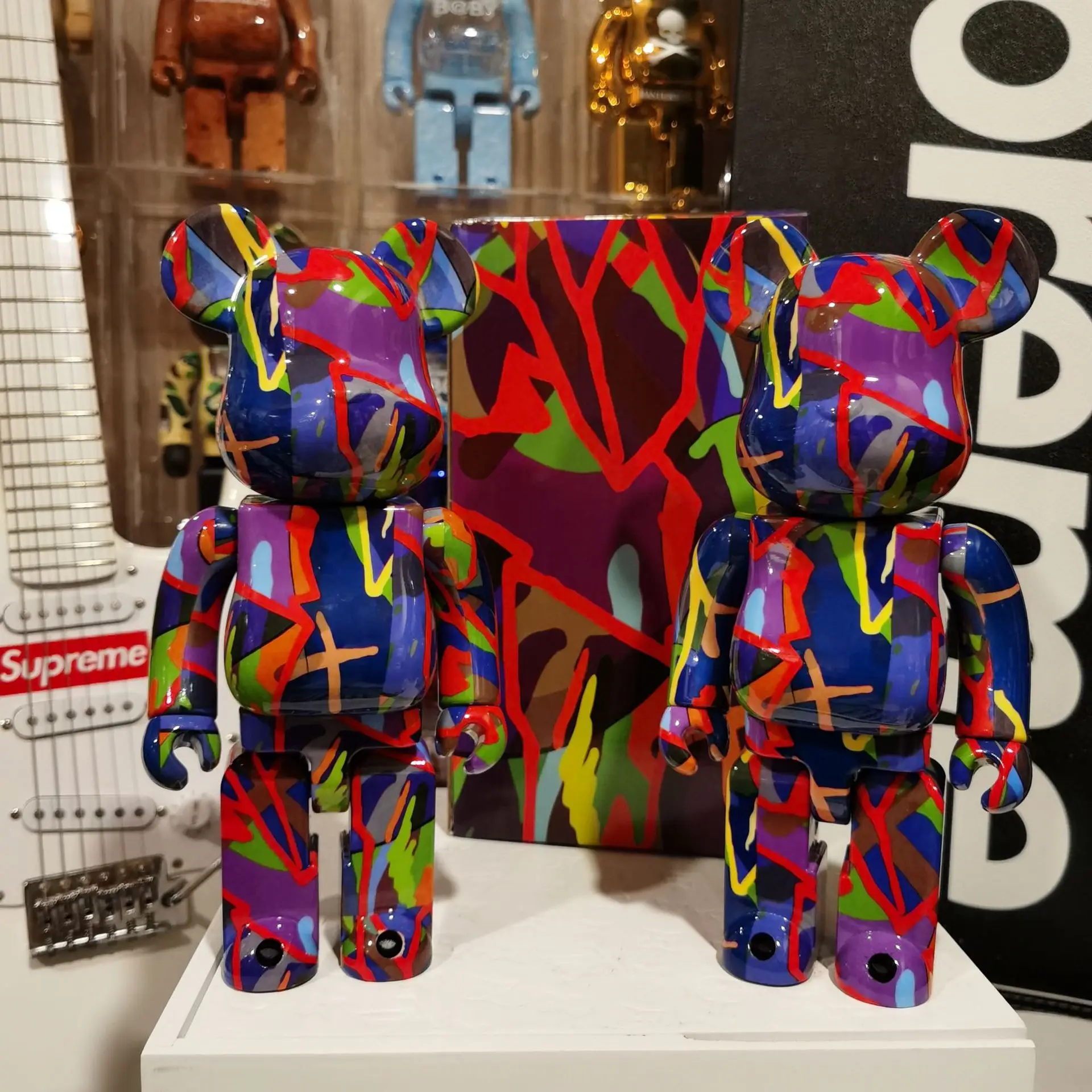 28cm Bearbrick 400% Violent Bear Doll Colorful Bearbricklys Joint Ring Blocks Bear Dolls Pvc Street Art Collectible Model Toys
