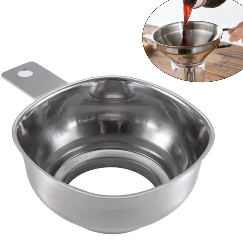 

Stainless Steel Wide Mouth Canning Funnel Hopper Thick Salad Dressing Funnel