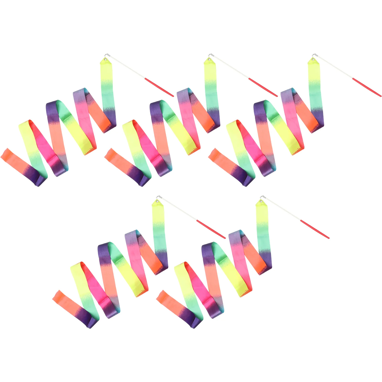 

5 Pcs Props Performing Dancing Ribbons Gymnastics Performance Wand Rod Play Fitness Dance