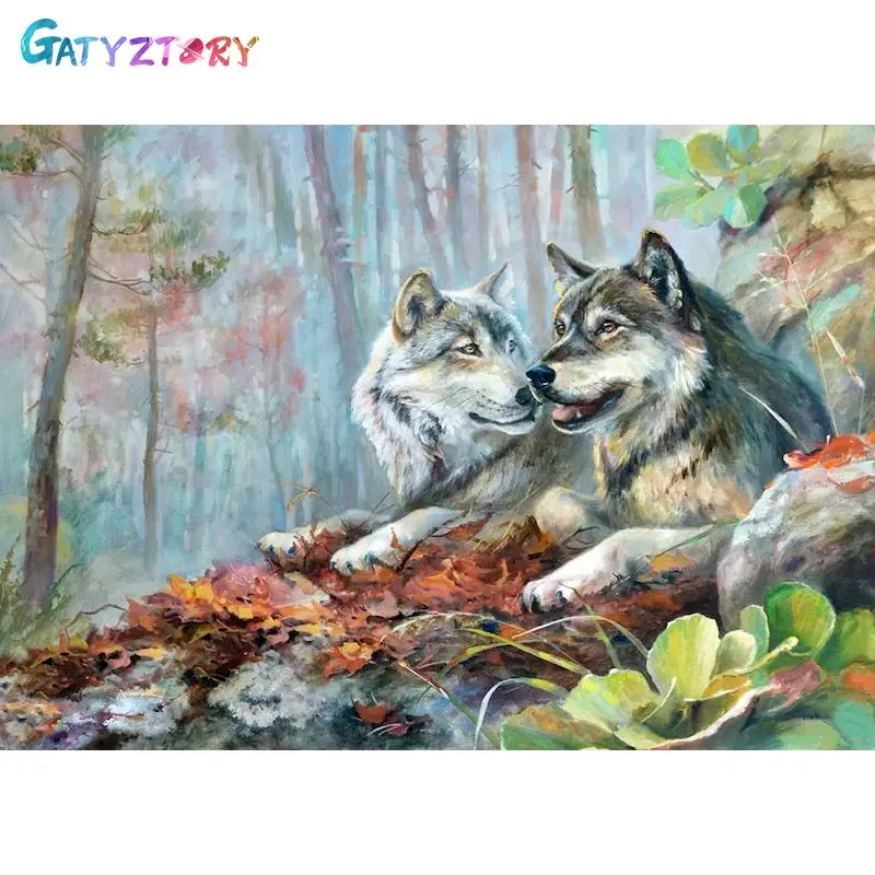 

GATYZTORY Drawing By Number Wolf Kits Painting By Number Animal Home Decor DIY Frame Modern On Canvas Children's Room Decor