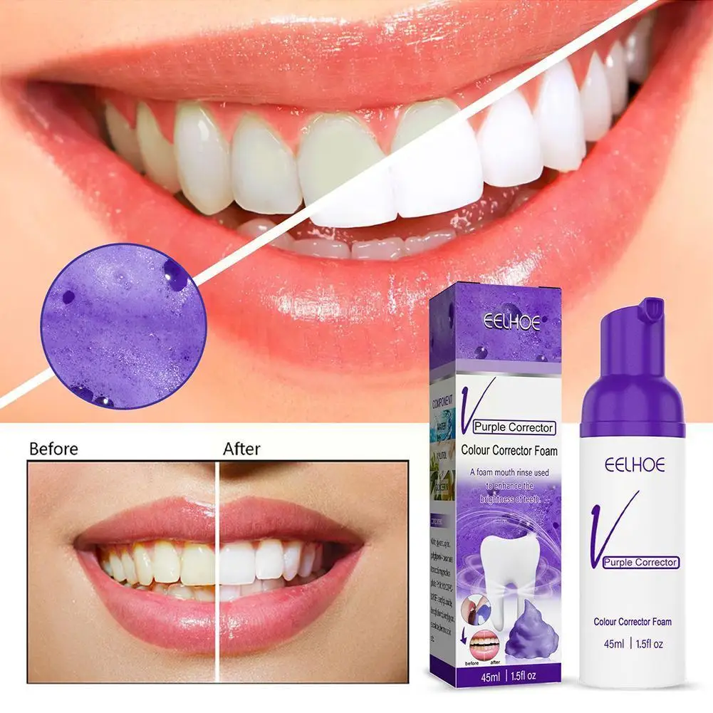

V34 Color Corrector Foam Purple Color Corrector Toothpaste For Teeth Whitening V34 Non-invasive Brightening Tooth Care 45ml A3D0