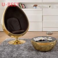 U-Best U-Best Industrial Style Retro Accent Oval Home Furniture Swivel Speaker Golden Aluminum Egg Pod Eye Ball Chair