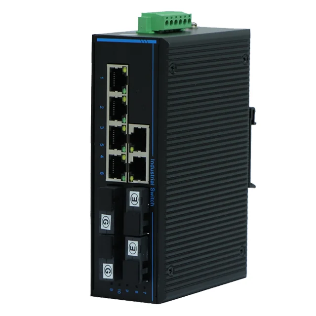 Фото Хит продаж: Промышленный медиаконвертер SFP в RJ45 Ethernet 10/100/1000 Мбит/с, 6 сетевых портов, 4 SFP, DIN-рейка, POE, оптоволокно. №2