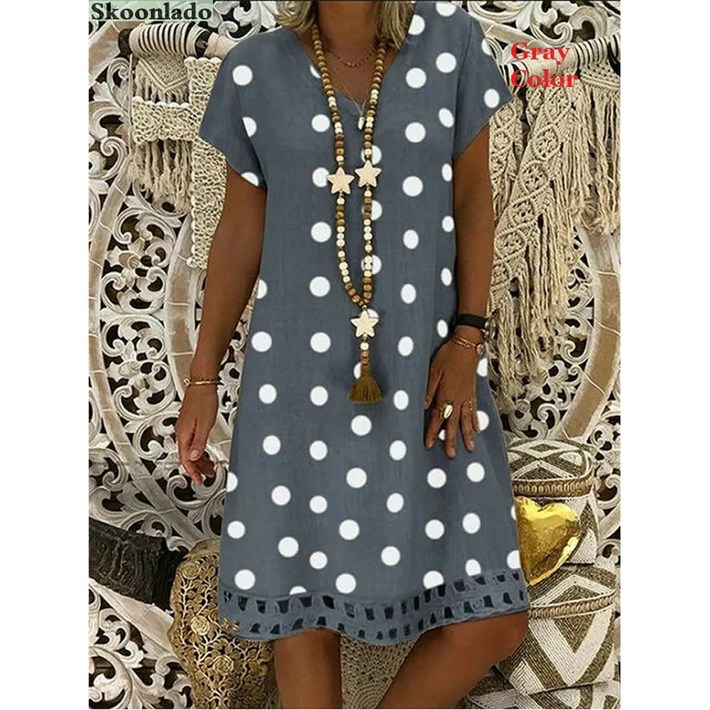 Распродажа, женские повседневные платья из хлопка и льна, женское платье хорошего качества, Женская удобная летняя одежда в горошек с кружевом, 2022