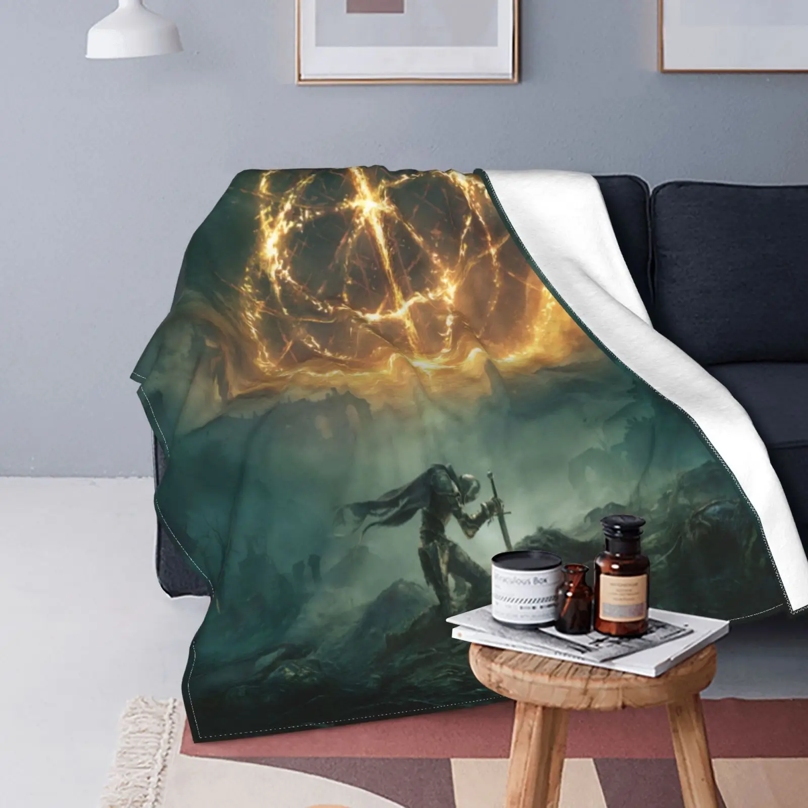 

Elden Ring Blanket Fleece Undead Knight Dark Souls Games Lightweight Thin Throw for Bed Bedroom Quilt