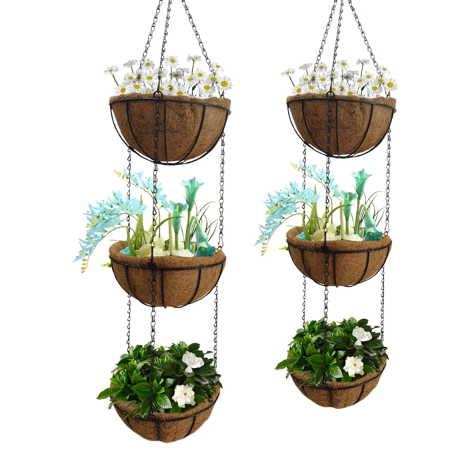 

Metal Hangings Basket 3 Layers Round Coco Liners For Hangings Basket Coconut Fiber Planter Inserts Replacement Liner Room Plant
