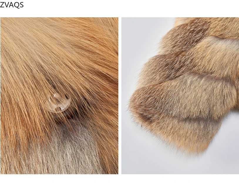 ZVAQS Пальто из натурального золотой лисы Женская модная короткая меховая куртка