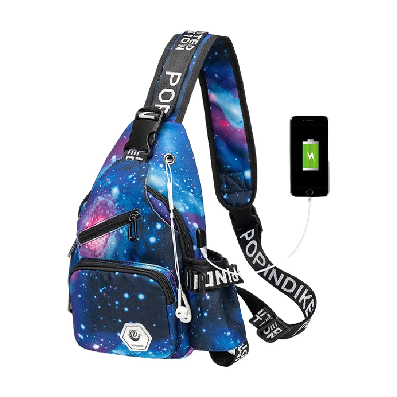 women's Fashion shoulder Oxford waterproof Chest Bags Maple leaf printing Messenger bag woman Half Moon small chest bags