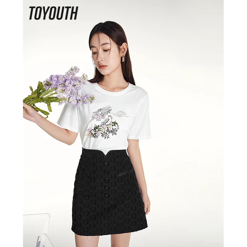 

Женская футболка с коротким рукавом и круглым вырезом, из чистого хлопка