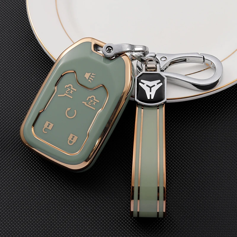 Защитный чехол для ключа автомобиля с кожаной оболочкой GMC Yukon Chevrolet Tahoe Suburban Smart Key