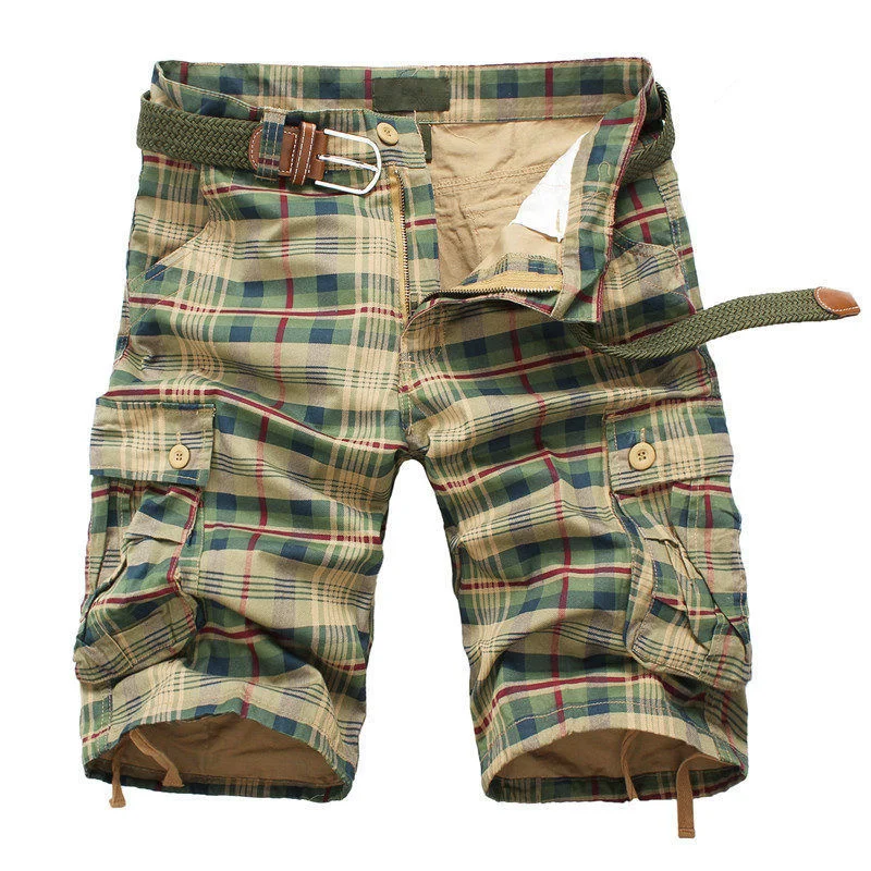 

Men Shorts 2023 Fashion Plaid Beach Shorts Mens Casual Camo Camouflage Shorts Military Short Pants Male Bermuda Cargo Overalls